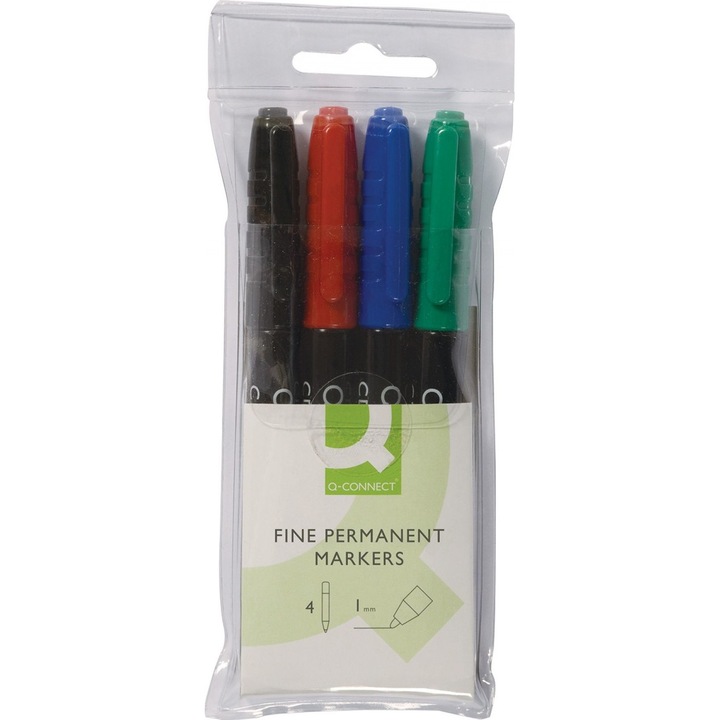 Set 4 markere, Q-Connect, 1 mm, Multicolor