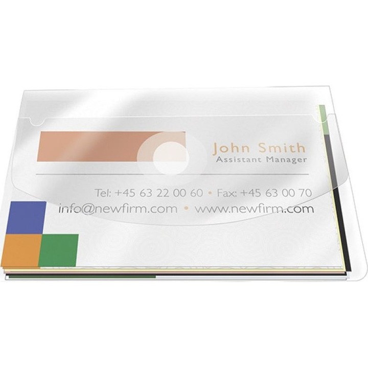 Set 10 suporturi carti de vizita, Q-Connect, 105x60mm, Transparent