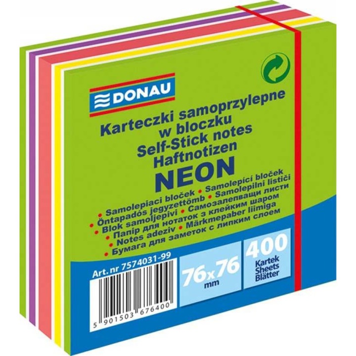 Set 400 Note Adezive, Donau. 76x76 mm, Multicolor