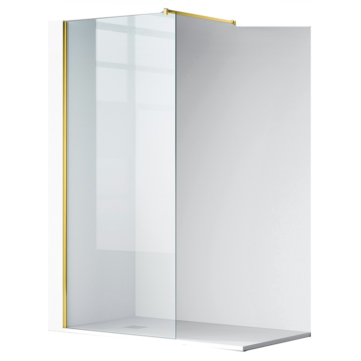 Perete dus Walk-In, dimensiune: 110X200 cm, sticla securizata 8 mm, finisaj Auriu mat, Matia