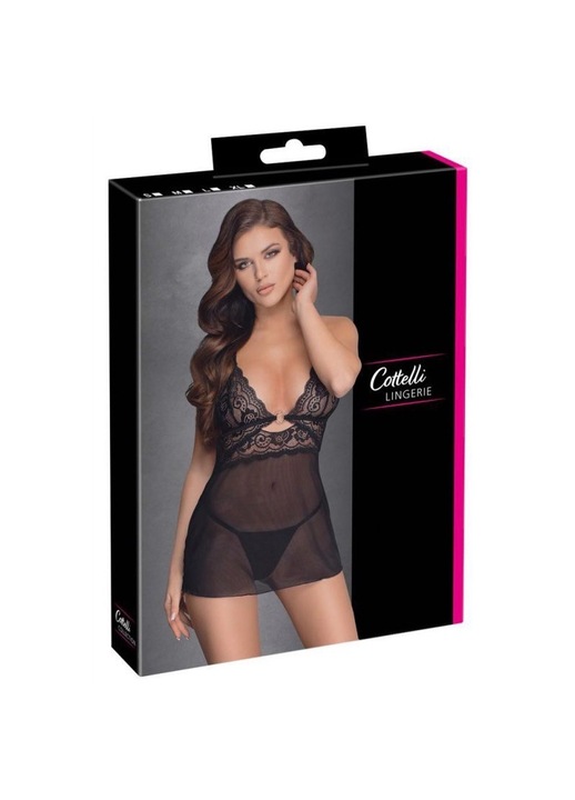 Комплект неглиже + прашки Cotteli Lingerie, Polyamide/Spandex, Black, S