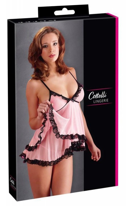 Set lenjerie sexy, Dama, Cottelli Lingerie, Poliamida, Roz, 2XL
