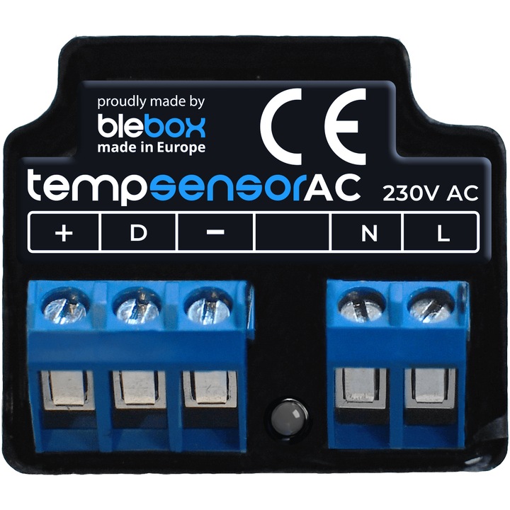 Hőrelé 4 hőmérséklet érzékelőhöz, BleBox, Wifi, Fekete/Kék