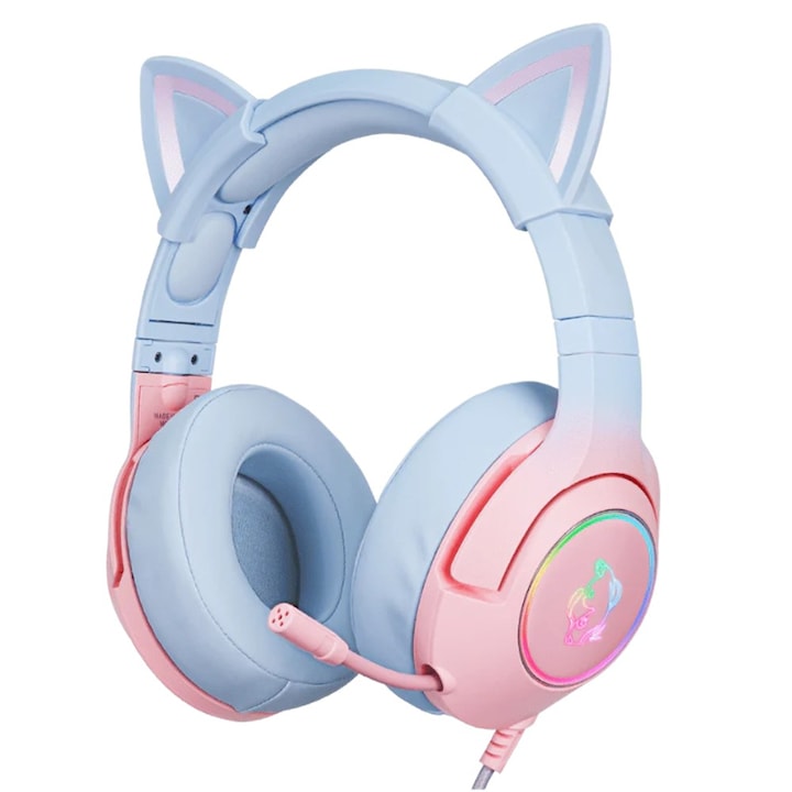 Геймърски слушалки, Onikuma, RGB, розови/сини