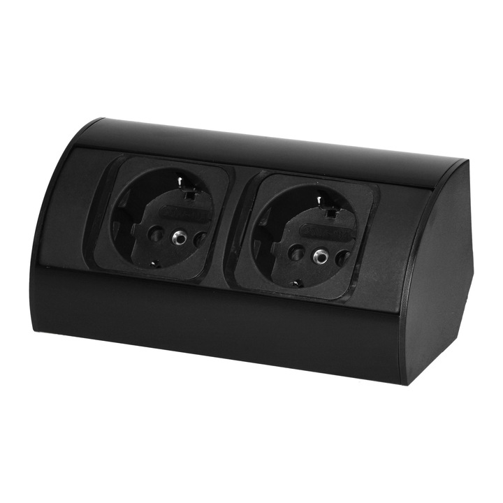 Aljzat bútorokhoz kapcsoló nélkül, Orno, 2x2P+Z (Schuko), Fekete