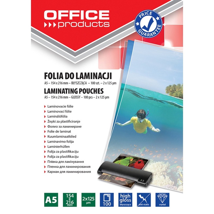 Lamináló lap, A5 125 mikronos 100db/top Irodai termékek