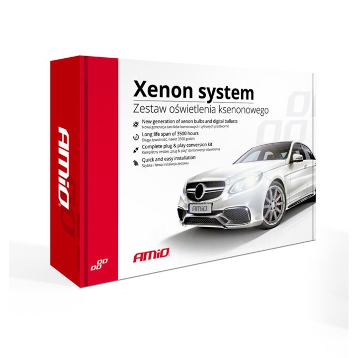 Set 2 becuri pentru faruri, AMIO, Xenon, 8000k