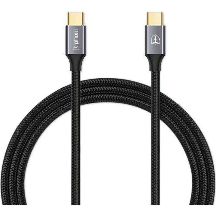Cablu USB, T-Phox, USB-C - USB-C, 1 m, Negru