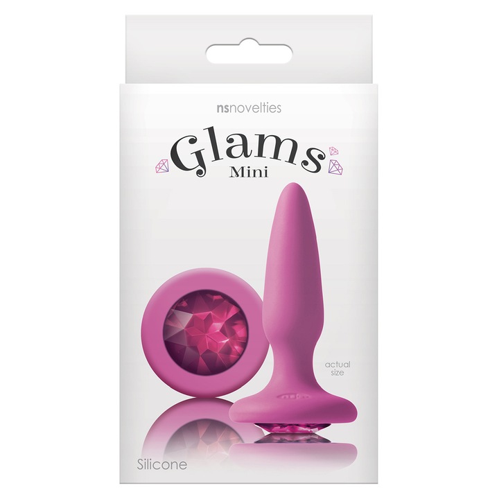 Jucarie anala ns novelties GLAMS MINI, silicon, roz, cu bijuterie
