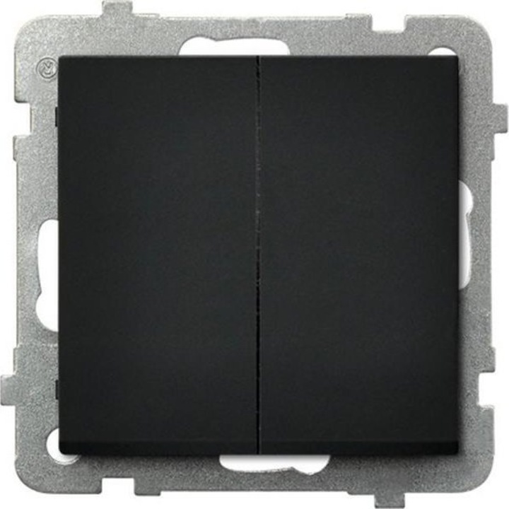 Comutator in cruce, Ospel, Sonata Dublu incastrat, 16AX 250V, Negru metalic