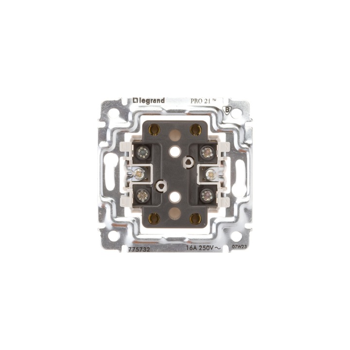 Dupla aljzat földelés nélkül, Legrand, 16A, 250V, IP20, fekete/szürke