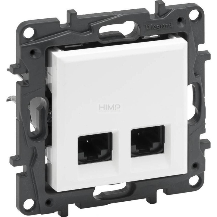Телекомуникационен контакт, Legrand, 2 x RJ45, бял