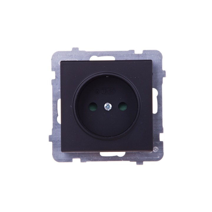 Priza simpla OSPEL Sonata, negru metalic, 16A 250V, IP20