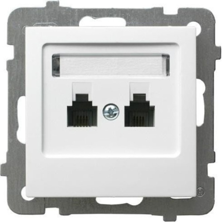 Двойна телефонна розетка, RJ11, Бяла, Ospel