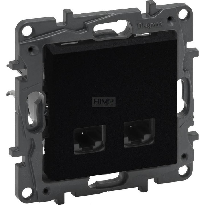 Priza de telecomunicatii Legrand Niloe Step 863564 2 x RJ45 cat. 6 UTP dublu negru 948151 Legrand