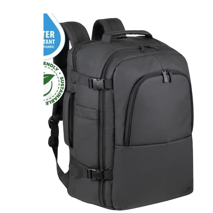 Раница за тефтер от еко кожа, RivaCase, черна, 310 мм