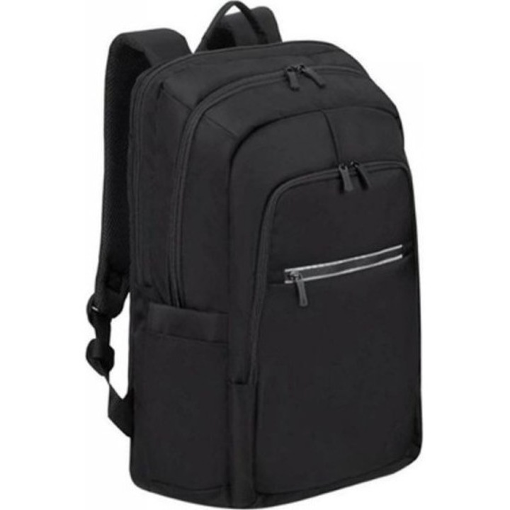 Rucsac pentru notebook din piele ecologica, RivaCase, Negru, 17,3"