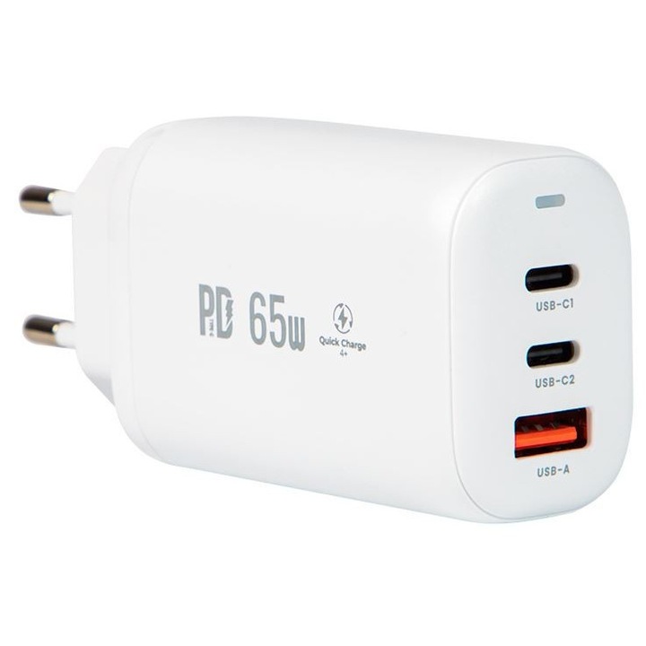 Blow Hálózati Töltő - Aljzat + USB-Cx2, 65W (76-013#)
