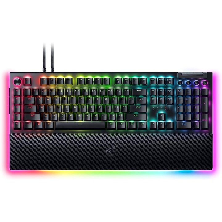 Razer BlackWidow V4 Pro Yellow Switch Keyboard Black US, 241387, Billentyűzet