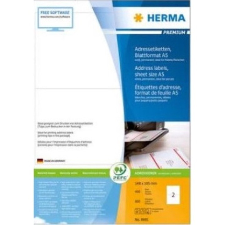 Комплект от 400 етикета Herma, A5, бял