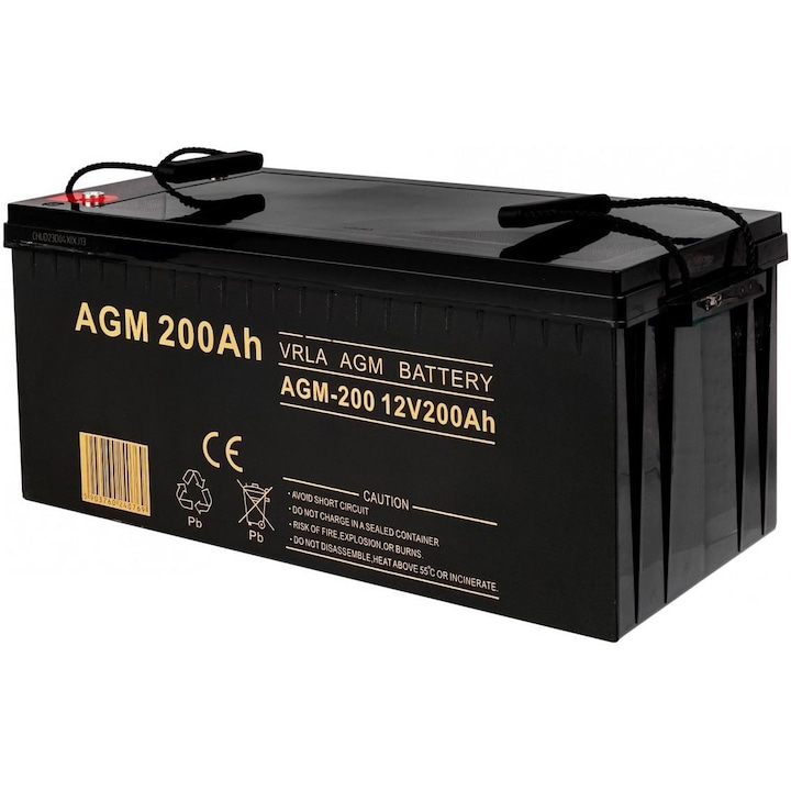 Батерия, VOLT Polska, AGM 12V, 200 Ah, M8, черна