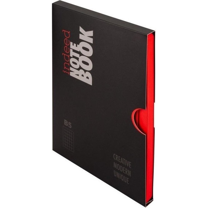 Agenda Antra B5, 100g, 210 pagini, coperta moale rosie, 250x190mm, perforatii, guma de inchidere