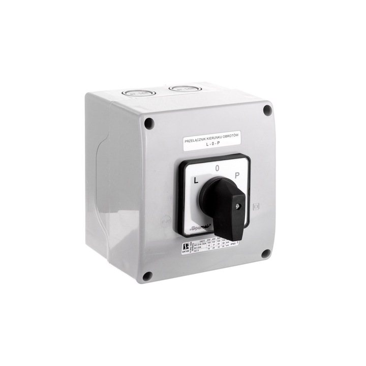 Превключвател Cam switch, Spamel, 100 A, Пластмаса, Бял/Черен
