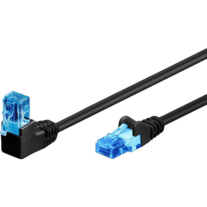 851684 Goobay Kábel Patchcord U/UTP kat. 6A Egyenes / szögletes 90 fekete 5m