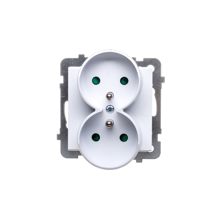Priza incorporata dubla, Ospel, Sonata 16A, alb, IP20