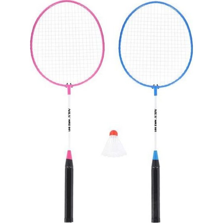 Комплект за бадминтон, Nils Extreme NRZ001, 2 хилки и волани, стоманена конструкция, 61 см, 94 г