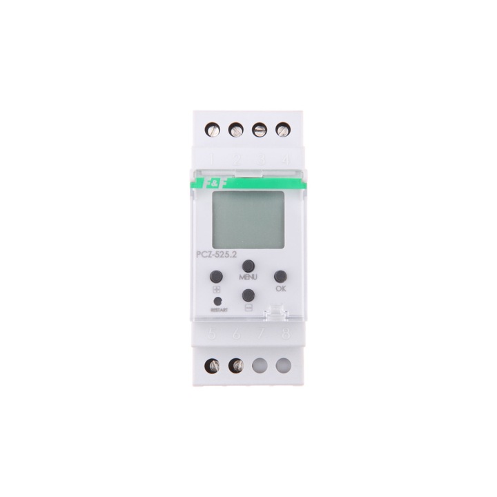 Ceas de control digital, F&F, 16A,cu un singur canal, cu pauza de noapte programabila, 24-264V AC/DC PCZ-525.2