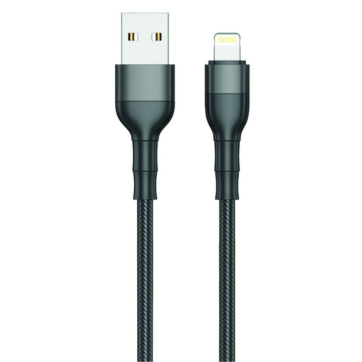 Telefon adatkábel, 2GO, USB/Lighting, 1 m, Fekete
