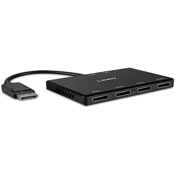 Hub DisplayPort Lindy, 4 porturi, Negru