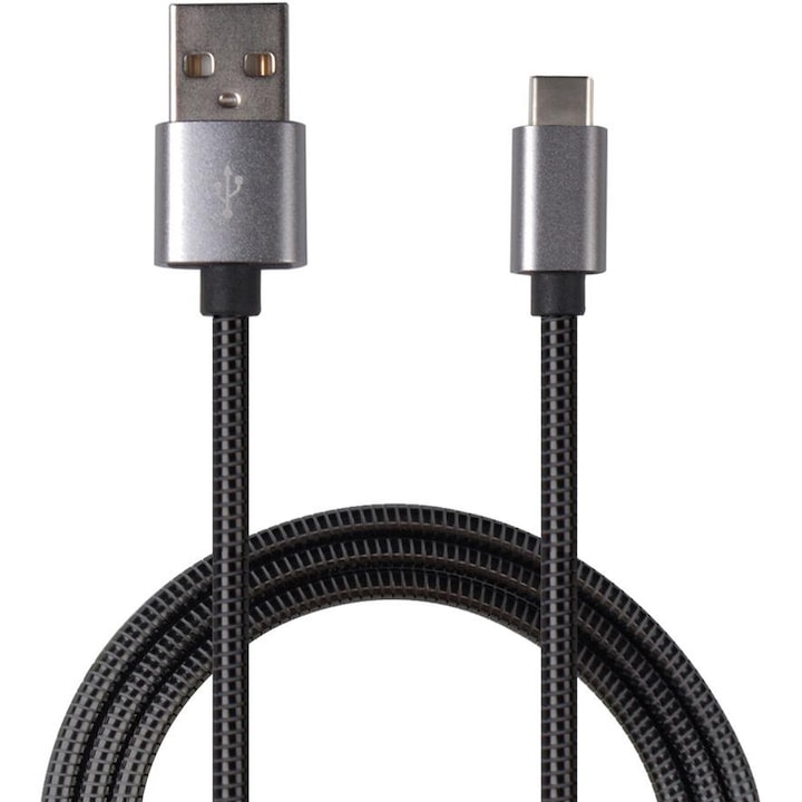 2GO "Luxury" USB-A apa - USB-C apa Adat és töltő kábel - Szürke (1m) (795812)