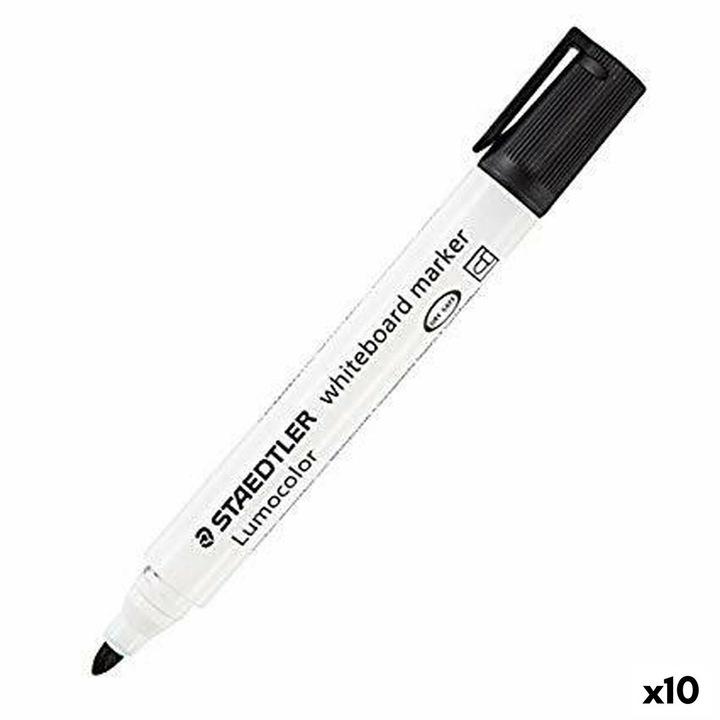 Комплект от 10 маркера за бяла дъска, STAEDTLER, кръгъл връх, 0,2 мм, черен