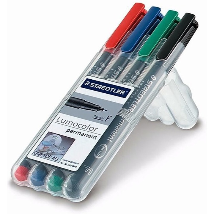Marker permanent, STAEDTLER, Lumocolor, 4 buc