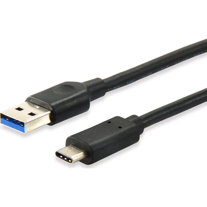 Кабел USB-A към USB-C, Equip, 50 см, 3A/20V, черен