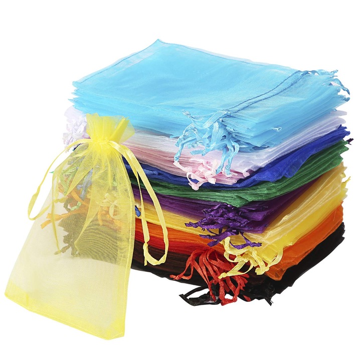 Комплект от 100 подаръчни торбички, ijoynewk®, органза, 15x10см, многоцветни
