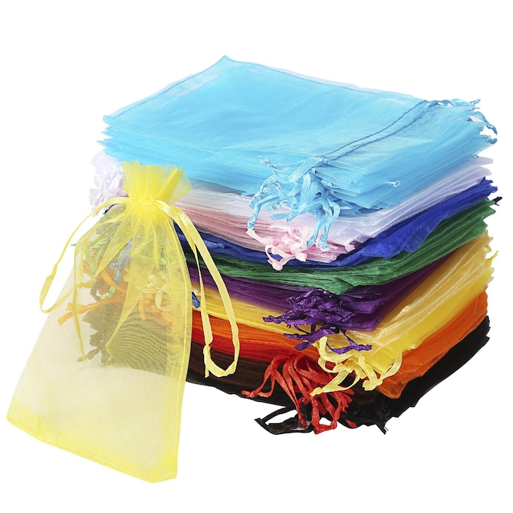 Комплект от 100 подаръчни торбички, ijoynewk®, органза, 15x10см, многоцветни
