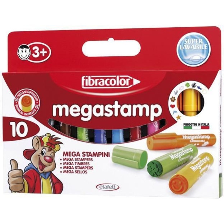 Комплект от 10 маркера с печат, FIBRACOLOR, Multicolor