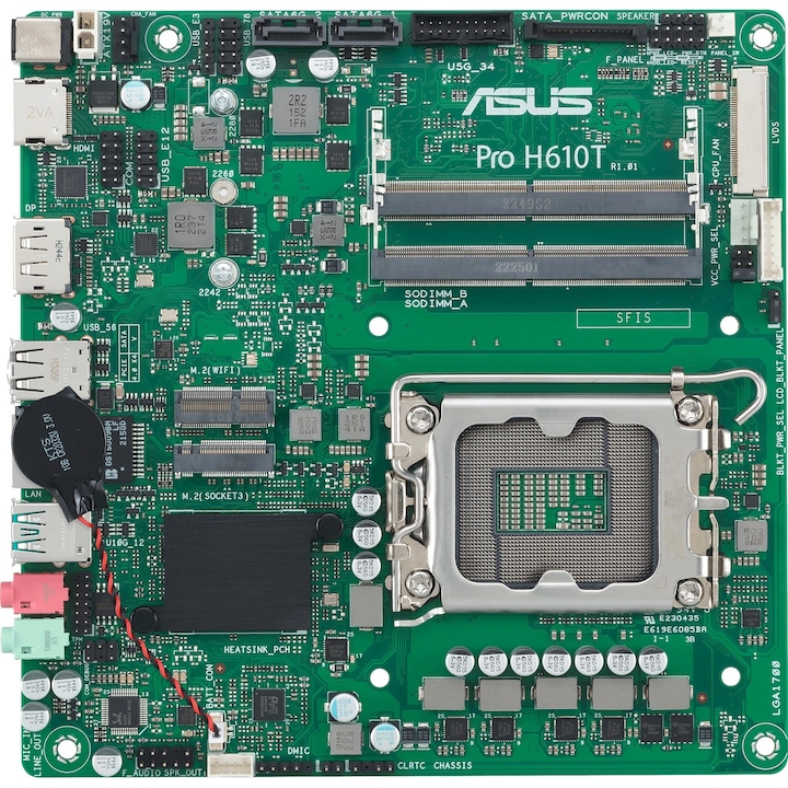 Дънна платка, ASUS PRO H610T-CSM, 64GB, Intel, 1700, DDR5, tmITX