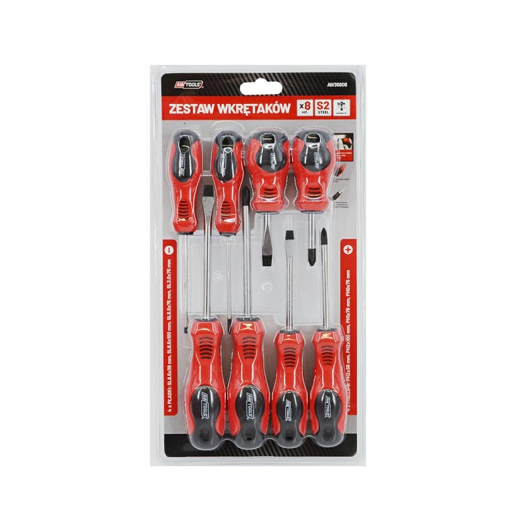 8 db AWTOOLS csavarhúzó készlet, acél