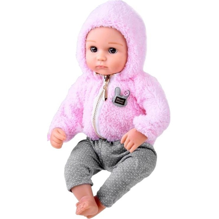 Papusa pentru copii din plastic, Roz, 43 cm, 3 ani