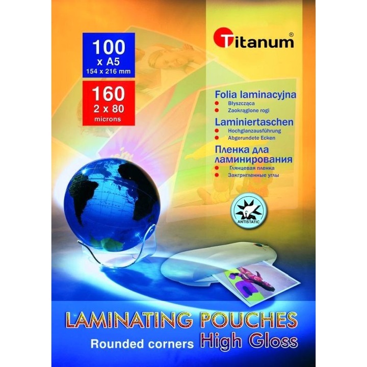 100db laminált lapos készlet, TITANUM, A5, átlátszó