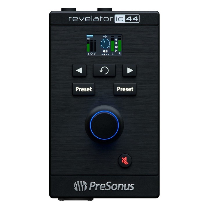 Interfata audio USB-C PreSonus Revelator io44, 24 bit, 48V, negru, 175x130x128mm