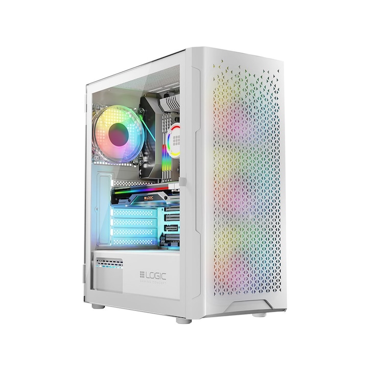 Carcasa Inter-Tech Hornet ATX Mid Tower Negru/RGB, panou plexiglas, 7 sloturi expansiune, 455x210x400mm