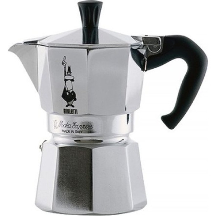 Кафеварка за печка, Bialetti, Алуминий, 150 мл, Сребрист/Черен