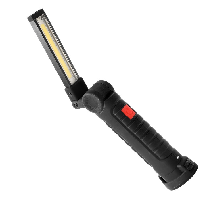 Фенер за работилница, ORNO, LED COB, 200lm, 1200mAh, черен