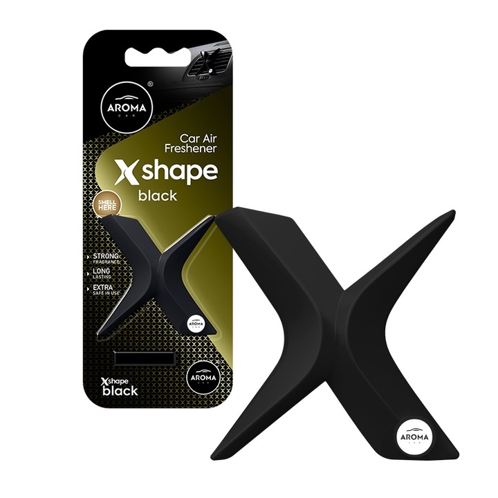 Odorizant auto X Shape, Aroma Car, 40zile, Negru