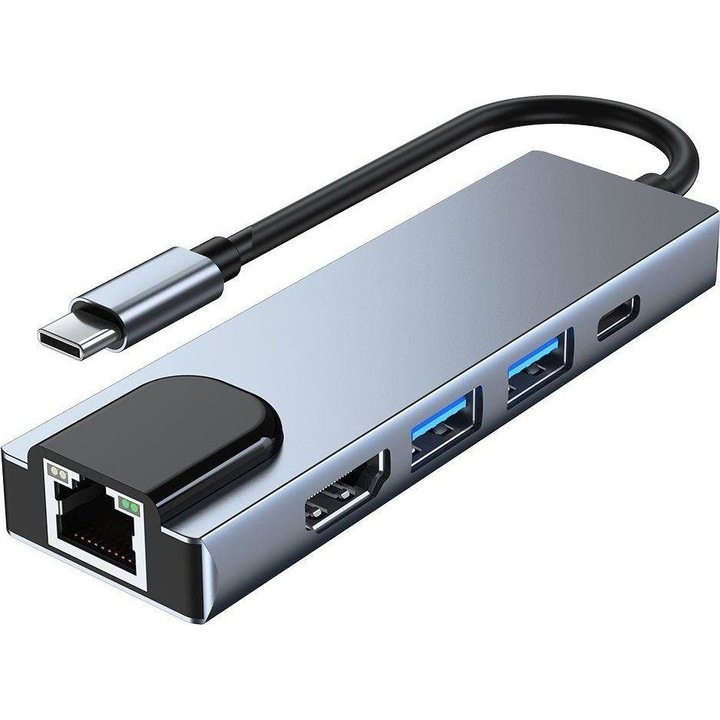 Statie de andocare, Tech-Protect, Port USB-C, Gri
